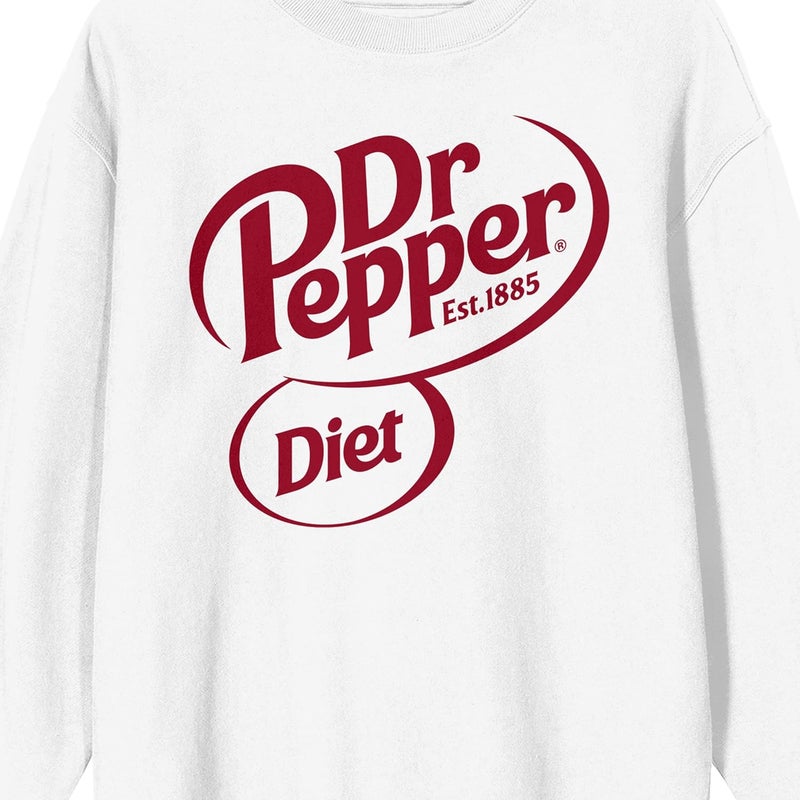 Bio World Dr Pepper Diet Dr Pepper Logo Adult White Crew Neck Long Sleeve Sweatshirt - Image 2